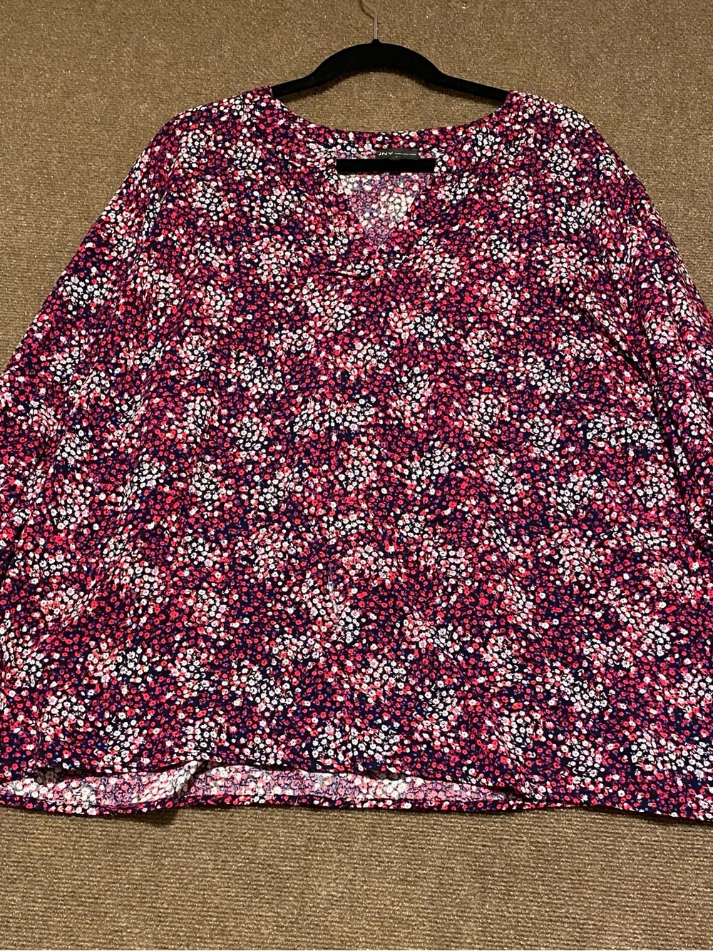 Jones New York 3X Red Pink Navy White 3/4 Sleeve Plus Size